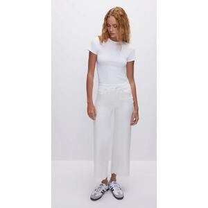 GOOD AMERICAN Good Waist Palazzo Crop White Jeans 25 NEW